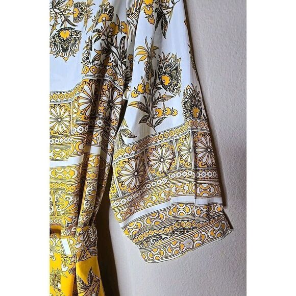 Mlle Gabrielle NWT Button Down Yellow Floral Belted Dress Plus Size 1x NEW t3 - Picture 5 of 8